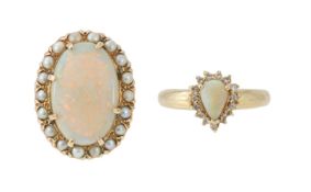 TWO OPAL DRESS RINGS