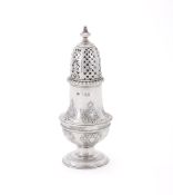 A VICTORIAN SILVER BALUSTER CASTOR