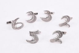 LOCMAN, ITALY, SIX DIAMOND SET CUFFLINKS