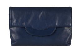FRATELLI ROSSETTI, A BLUE LAMBSKIN LEATHER CLUTCH