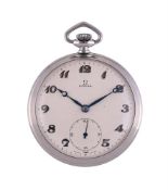 OMEGA, A NICKEL CASED KEYLESS WIND OPEN FACE POCKET WATCH