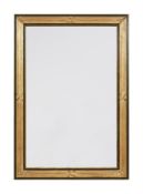 A GREEN PAINTED AND PARCEL GILT WALL MIRROR IN FRENCH 19TH CENTURY STYLE