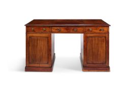 A MAHOGANY PEDESTAL DESK FIRST HALF 19TH CENTURY