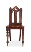A VICTORIAN OAK HALL CHAIR CIRCA 1840