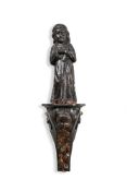 A CARVED OAK FIGURE OF A SAINT, POSSIBLY 17TH CENTURY