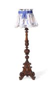 A CARVED WALNUT PRICKET CANDLESTICK IN 17TH CENTURY TASTE, 19TH CENTURY AND LATER
