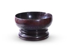 A LARGE TURNED FRUITWOOD BOWL, POSSIBLY PUNCH OR WASSAIL ANGLO-COLONIAL, 18TH CENTURY