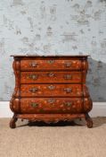 A DUTCH WALNUT AND FLORAL MARQUETRY INLAID COMMODE, EARLY 19TH CENTURY