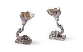 A PAIR OF WHITE COLOURED METAL BONBONNIERES, MODERN