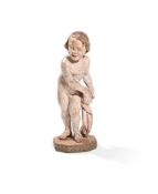 A CARVED WHITE PAINTED FIGURE OF A CHILD, POSSIBLY SPANISH, 18TH CENTURY