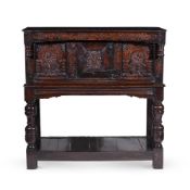 AN OAK COURT CUPBOARD, LATE 17TH CENTURY AND LATER