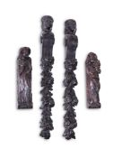 TWO PAIRS OF CARVED OAK FIGURAL MOUNTS