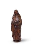A LARGE CARVED LIMEWOOD FIGURE OF A PRAYING APOSTLE, NORTHERN EUROPEAN, 18TH OR 19TH CENTURY