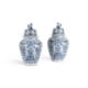 A PAIR OF DUTCH DELFT BLUE AN WHITE CHINOISERIE BALUSTER VASES AND COVERS, CIRCA 1900 - Image 1 of 3