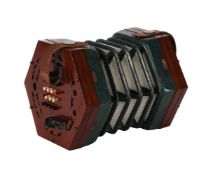 Y A VICTORIAN WALNUT 32 BUTTON CONCERTINA