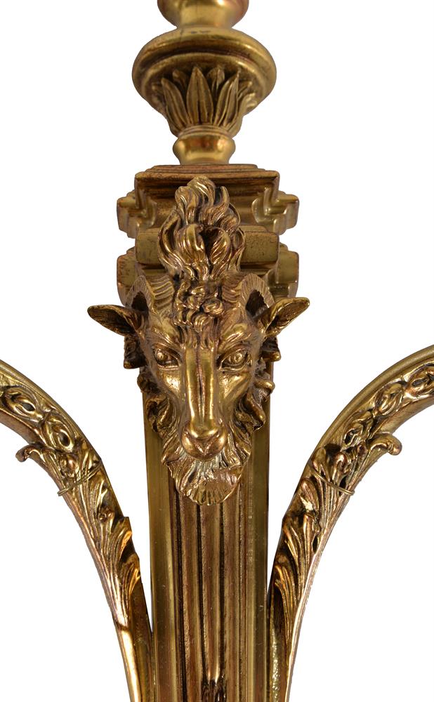 A PAIR OF GILT BRONZE TWIN LIGHT WALL APPLIQUES IN LOUIS XVI TASTE - Image 2 of 2