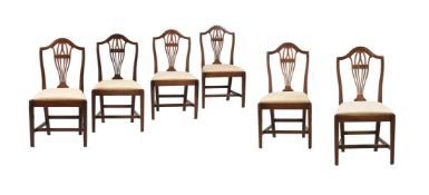 A SET OF SIX MAHOGANY DINING CHAIRS IN GEORGE III STYLE