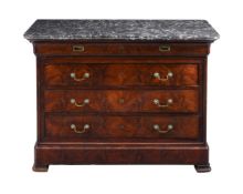 A LOUIS-PHILIPPE MAHOGANY AND MARBLE TOPPED COMMODE OR CHEST OF DRAWERS