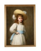 HERMANN SCHMIECHEN (GERMAN 1855-1923), PORTRAIT OF A GIRL WITH A BLUE SASH