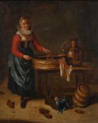 CIRCLE OF ADRIAEN VAN DE VENNE (DUTCH 1589-1662), WOMAN BY A TABLE