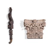 A CARVED AND PAINTED CORINTHIAN CAPITAL, LATE 18TH OR EARLY 19TH CENTURY