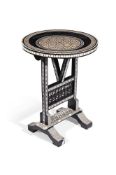 Y A SYRIAN BONE AND MOTHER OF PEARL PARQUETRY OCCASIONAL TABLE, 19TH CENTURY