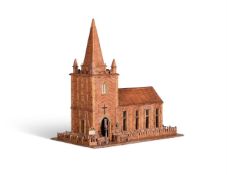 A SCRATCH-BUILT MATCHSTICK MODEL OF A CHURCH DATED 1971