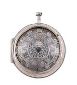 A RARE PROVINCIAL SILVER LARGER PAIR-CASED VERGE POCKET WATCH WITH CHAMPLEVE DIAL