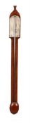 A SCOTTISH GEORGE III CHEVRON-EDGED MAHOGANY MERCURY STICK BAROMETER IN THE STYLE OF BALTHAZAR KNIE