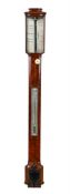 A FINE WILLIAM IV/EARLY VICTORIAN MAHOGANY BOWFRONTED MERCURY STICK BAROMETER