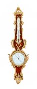 A FINE FRENCH LOUIS XV STYLE ORMOLU MOUNTED KINGWOOD MERCURY WHEEL BAROMETER