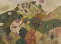 λ GWYNETH JOHNSTONE (BRITISH 1915-2010), LANDSCAPE WTIH TREE AND HOUSE