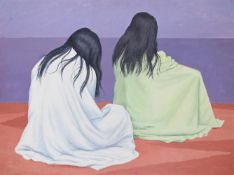 λ CLIFFORD HALL (BRITISH 1904-1973), TWO WRAPPED BATHERS (BY THE SEA)