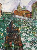 λ JOHN BRATBY (BRITISH 1928-1992), SANTA MARIA DELLA SALUTE AND GONDELIERS