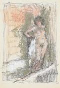 λ BERNARD DUNSTAN (BRITISH 1920-2017), STANDING NUDE WITH TOWEL