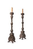 A PAIR OF LARGE ITALIAN SILVERED TORCHERES, LATE 17TH CENTURY