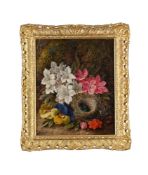 GEORGE CLARE (BRITISH 1830-1900), STUDY OF BIRD'S NEST AND FLOWERS