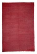 A RUST OBLIQUE RED MIX GROUND 'RAG' RUG, MODERN