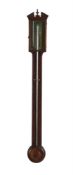 A GEORGE III MAHOGANY AND INLAID STICK BAROMETER