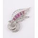 A FRENCH RUBY AND DIAMOND SCROLLING FOLIATE BROOCH MID 20TH CENTURY - Image 1 of 2