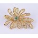 A DIAMOND AND EMERALD ABSTRACT FLOWER HEAD BROOCH/PENDANT - Image 1 of 2