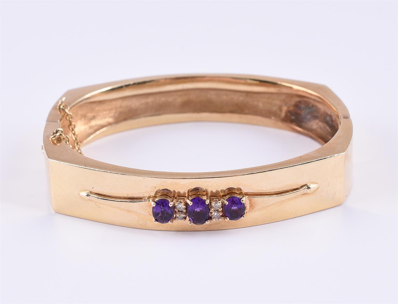 AN AMETHYST AND DIAMOND BANGLE - Image 2 of 2