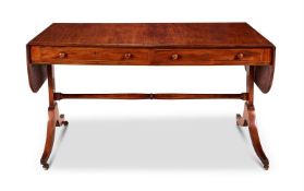 A REGENCY MAHOGANY AND SATINWOOD CROSSBANDED SOFA TABLE, CIRCA 1820