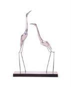 A LARGE SCULPTURE OF TWO CRANES BY CURTIS JERÉ, LATE 20TH CENTURY