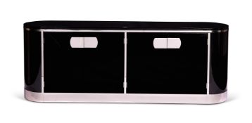 A BLACK LACQUER AND NICKEL SIDE CABINETBY MASTERCRAFT, CIRCA 1965