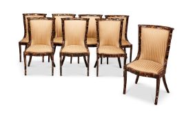 A SET OF EIGHT TESSELLATED HORN DINING CHAIRS IN THE MANNER OF KARL SPRINGER, CIRCA 1975