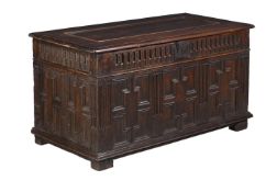 A CHARLES I OAK COFFER, CIRCA 1640