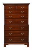 A GEORGE III OAK CHEST ON CHEST, CIRCA 1780
