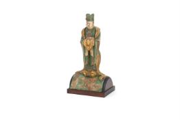 A Chinese sancai-glazed tile maker's figure of a Daoist monk