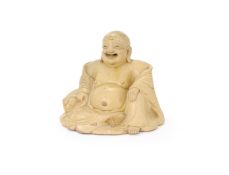 A Chinese Yixing straw glazed Budai